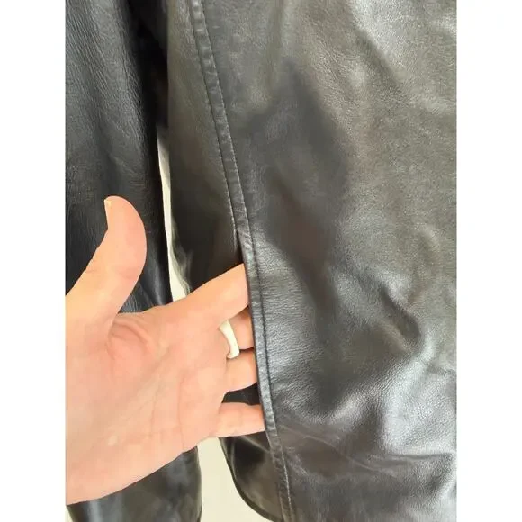 Fionte Italian Black Leather Mens Bomber Jacket XS #1-0164 Italy - Picture 8 of 13